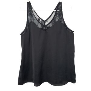 Maurices Black Satin Lace Tank Top Camisole Sleeveless Womens Size Large